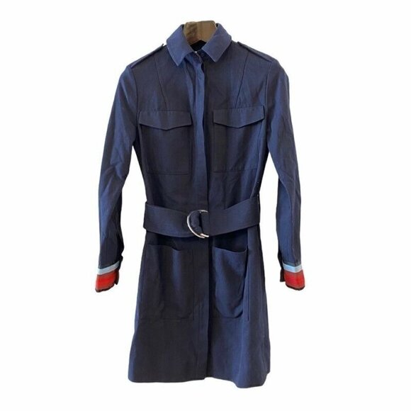 Victoria Victoria Beckham Coat Dress Blue Belt Small - Picture 1 of 7